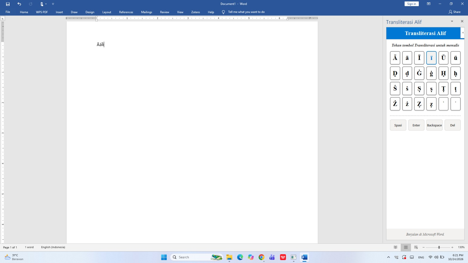 Task Pane Terbuka